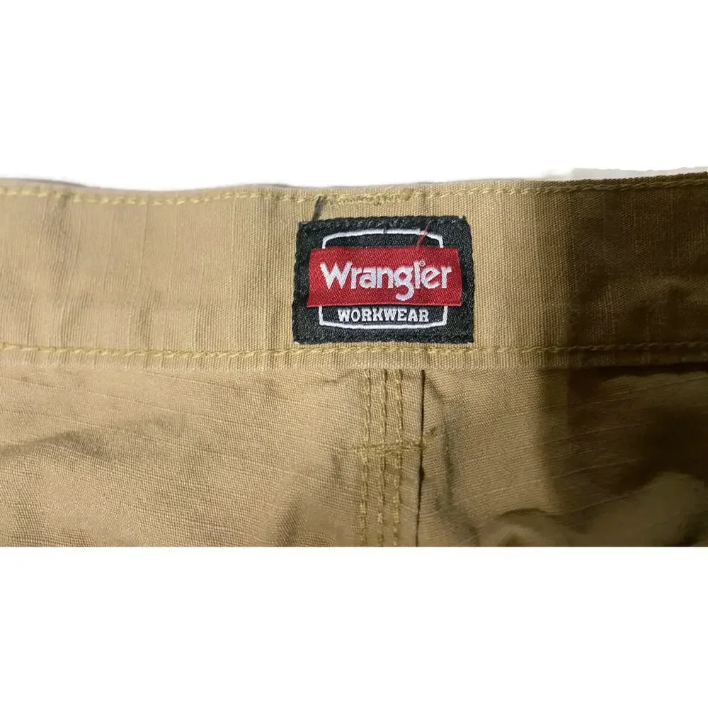 Wrangler Men's Cargo Work Pants Khaki Brown Utility 36x32 RN130273